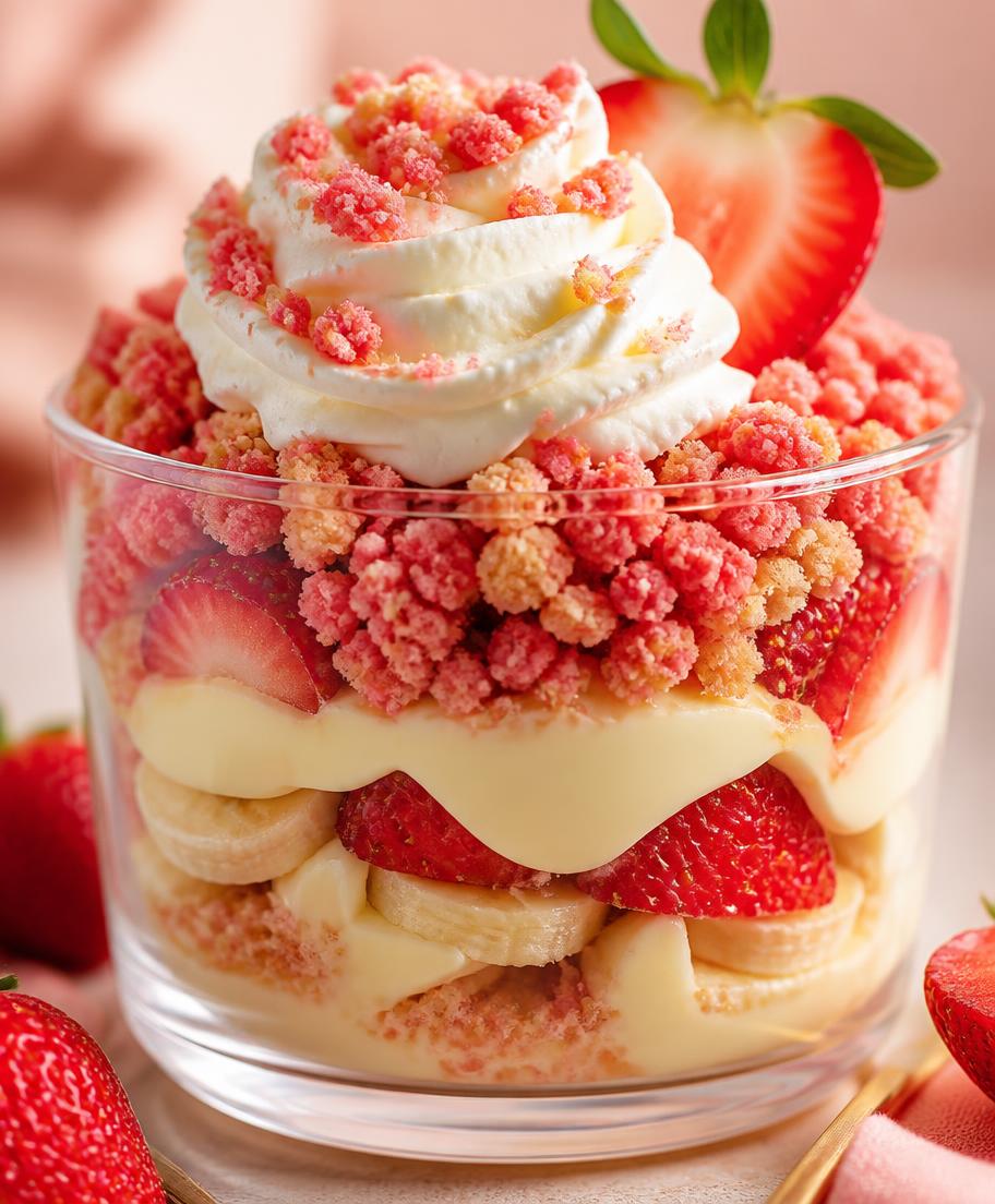 Strawberry Craze banana pudding cup
